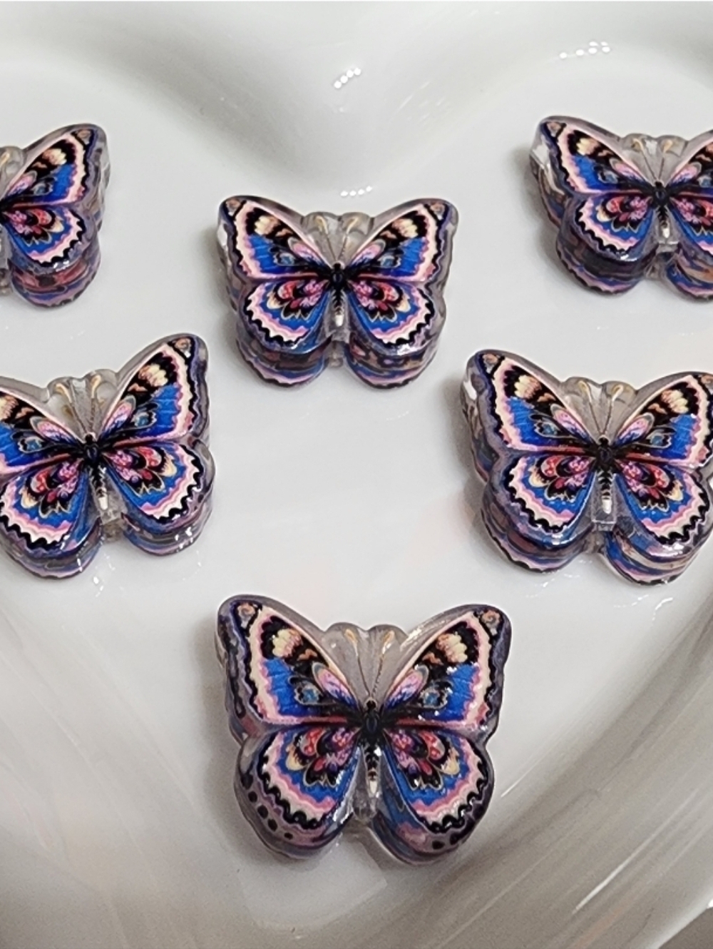Butterfly Focal Beads 2 Pcs Acrylic Beaded Pen Crafts Keychain Jewelry Making